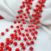 Coral Hydro Rondelle Beaded Rosary Chain, 925 Silver Plated Wire, Jewelry Making, Wire Wrapped Chain – SELLING BY FOOT